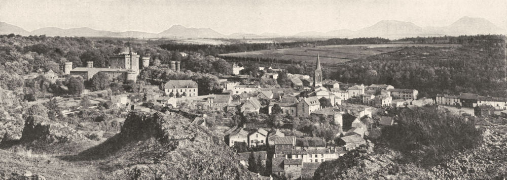 PUY- DE- DÔME. Pontgibaud sur la Sioule et la Chaine des Puys 1900 old print